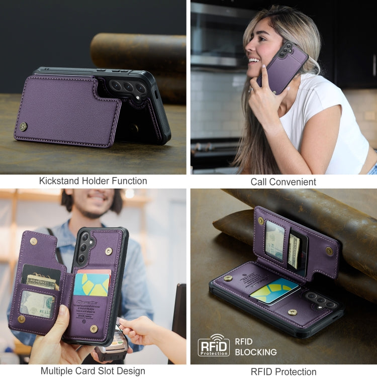 For Samsung Galaxy S25 5G CaseMe C22 Card Slots Holder RFID Anti-theft Phone Case(Purple) - Galaxy S25 5G Cases by CaseMe | Online Shopping South Africa | PMC Jewellery | Buy Now Pay Later Mobicred