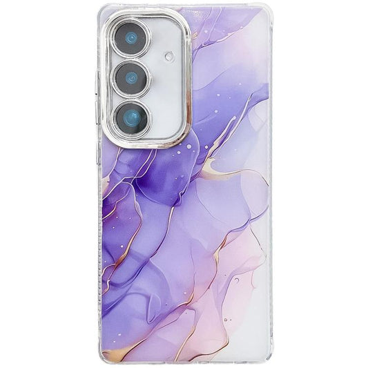 For Samsung Galaxy S25 5G Electroplated Marble Texture Phone Case(Purple M3) - Galaxy S25 5G Cases by PMC Jewellery | Online Shopping South Africa | PMC Jewellery | Buy Now Pay Later Mobicred