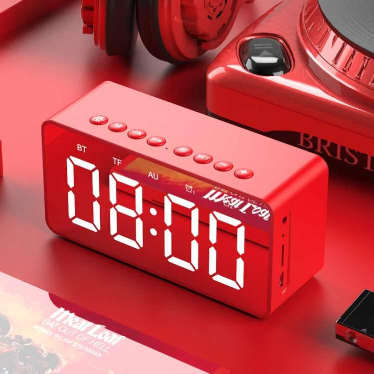 AEC BT506 Speaker with Mirror, LED Clock Display, Dual Alarm Clock, Snooze, HD Hands-free Calling, HiFi Stereo(Red) - Desktop Speaker by AEC | Online Shopping South Africa | PMC Jewellery | Buy Now Pay Later Mobicred