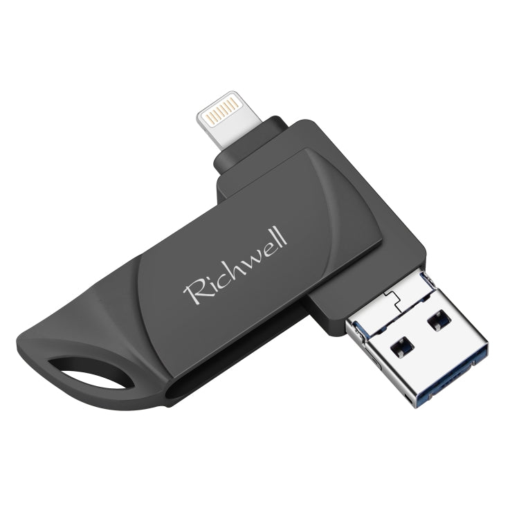 Richwell  DXZ64 USB Flash  Disk 64G 3 in 1  Micro USB + 8 Pin + USB 3.0 Compatible IPhone & IOS(Black) - U Disk & Card Reader by Richwell | Online Shopping South Africa | PMC Jewellery | Buy Now Pay Later Mobicred