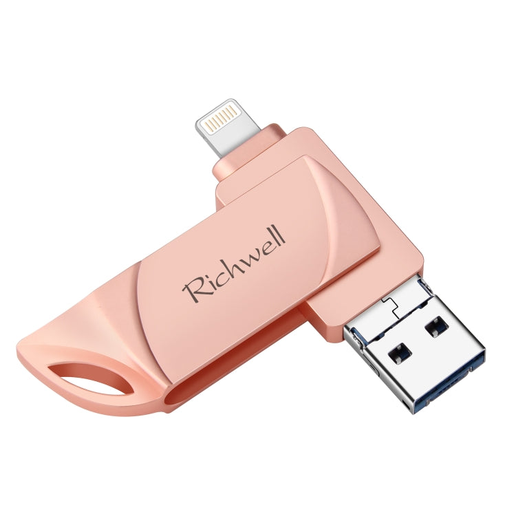 Richwell DXZ66 USB Flash Disk 16G 3 in 1 Micro USB + 8 Pin + USB 3.0 Compatible IPhone & IOS(Rose Gold) - U Disk & Card Reader by Richwell | Online Shopping South Africa | PMC Jewellery | Buy Now Pay Later Mobicred