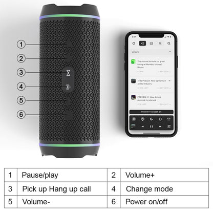 Oneder V10 Bluetooth 5.0 Color Dual LED lights, TWS Connection Function, 10W Stereo CD Quality，Support TF Card & USB Drive & AUX & FM(Black) - Desktop Speaker by OneDer | Online Shopping South Africa | PMC Jewellery | Buy Now Pay Later Mobicred