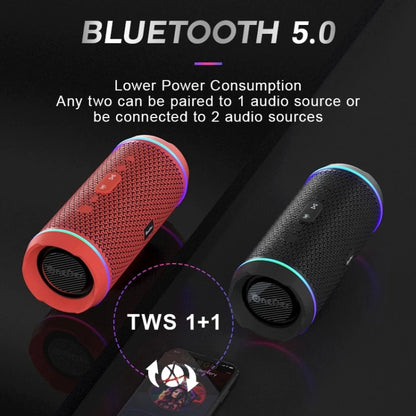 Oneder V10 Bluetooth 5.0 Color Dual LED lights, TWS Connection Function, 10W Stereo CD Quality，Support TF Card & USB Drive & AUX & FM(Black) - Desktop Speaker by OneDer | Online Shopping South Africa | PMC Jewellery | Buy Now Pay Later Mobicred