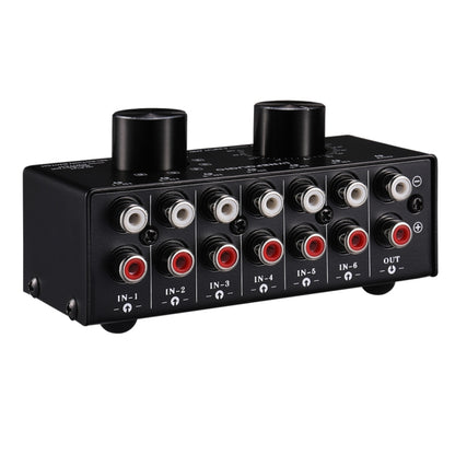 B016 6 Input 1 Output Audio Signal Source Selection Switcher, Output Volume Adjustment Control RCA Port -  by PMC Jewellery | Online Shopping South Africa | PMC Jewellery | Buy Now Pay Later Mobicred