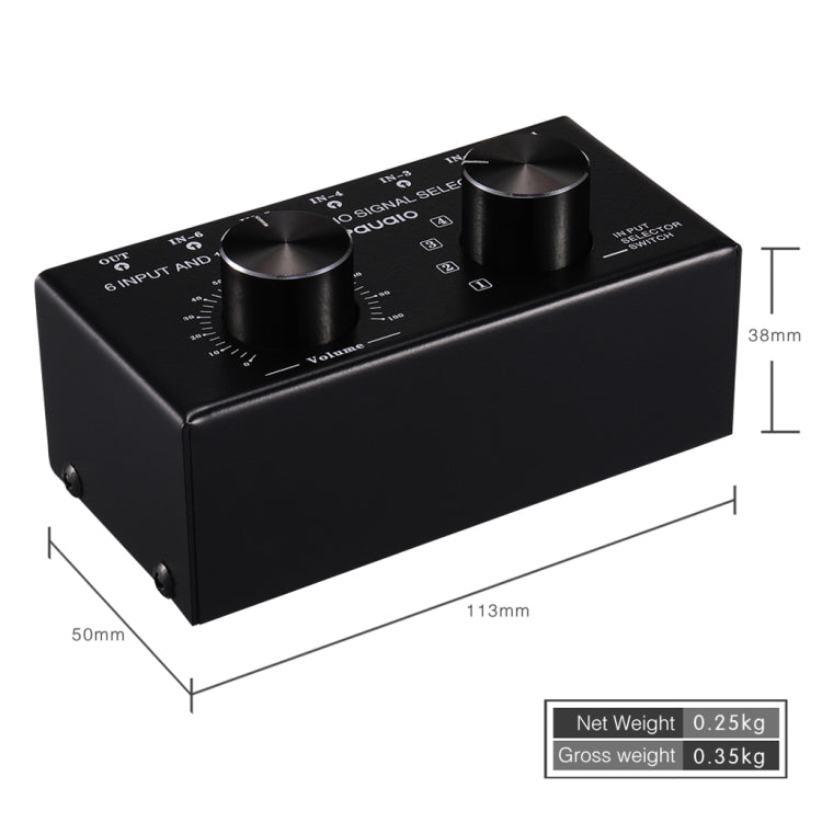 B016 6 Input 1 Output Audio Signal Source Selection Switcher, Output Volume Adjustment Control RCA Port -  by PMC Jewellery | Online Shopping South Africa | PMC Jewellery | Buy Now Pay Later Mobicred