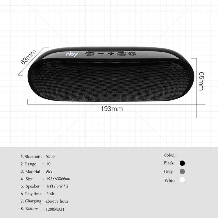 NBY 4070 Portable Bluetooth Speaker 3D Stereo Sound Surround Speakers, Support FM, TF, AUX, U-disk(White) - Desktop Speaker by NBY | Online Shopping South Africa | PMC Jewellery | Buy Now Pay Later Mobicred