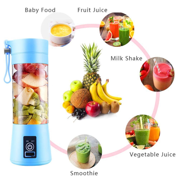 USB Rechargeable Electric Automatic Vegetable Fruit Citrus Orange Juice Maker Cup Mixer Bottle (380ML 2 Blender)(2 Blades  Blue) - Electric juicers by PMC Jewellery | Online Shopping South Africa | PMC Jewellery