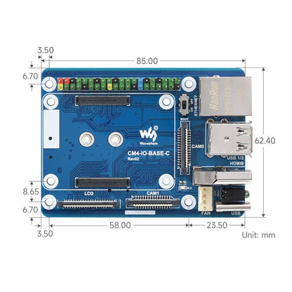 Waveshare CM4-IO-BASE-C For Raspberry Pi Compute Module 4 Mini Base Board, 23228 - Raspberry Pi Accessories by Waveshare | Online Shopping South Africa | PMC Jewellery | Buy Now Pay Later Mobicred