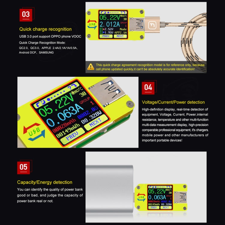 USB 3.0 Color Display Screen Tester Voltage-current Measurement Type-C Meter, Support Android APP, Model:UM34C with Bluetooth - Current & Voltage Tester by PMC Jewellery | Online Shopping South Africa | PMC Jewellery | Buy Now Pay Later Mobicred