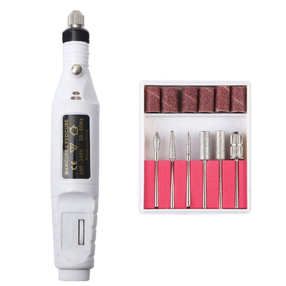 1 Set Power Professional Electric Manicure Machine Pen Pedicure Nail File Nail Tools 6 bits Drill Nail Drill Machine(US White) - Grinding Tools & Accessories by PMC Jewellery | Online Shopping South Africa | PMC Jewellery | Buy Now Pay Later Mobicred