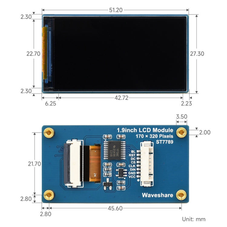 Waveshare 1.9inch 262K Colors 170x320 LCD Display Module for Raspberry Pi Pico, SPI Interface, 23822 - LCD & LED Display Module by Waveshare | Online Shopping South Africa | PMC Jewellery | Buy Now Pay Later Mobicred