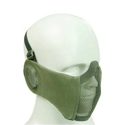 WoSporT Half Face Metal Net Field  Ear Protection Outdoor Cycling Steel Mask(Green) - Protective Helmet & Masks by PMC Jewellery | Online Shopping South Africa | PMC Jewellery | Buy Now Pay Later Mobicred