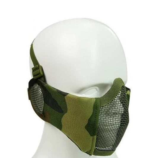 WoSporT Half Face Metal Net Field  Ear Protection Outdoor Cycling Steel Mask(Jungle Camouflage) - Protective Helmet & Masks by PMC Jewellery | Online Shopping South Africa | PMC Jewellery | Buy Now Pay Later Mobicred