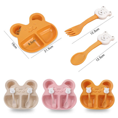 Wheat Straw Bear Cartoon Cutlery Set(Beige) - Tableware by PMC Jewellery | Online Shopping South Africa | PMC Jewellery