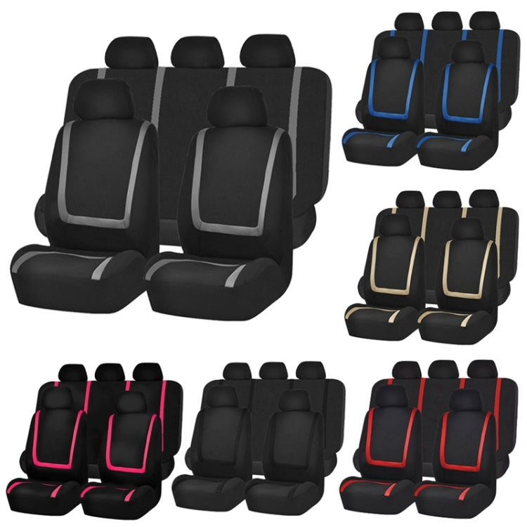 Universal Car Seat Cover Polyester Fabric Automobile Seat Covers Car Seat Cover Vehicle Seat Protector Interior Accessories 9pcs Set Red - Seat Accessories by PMC Jewellery | Online Shopping South Africa | PMC Jewellery | Buy Now Pay Later Mobicred