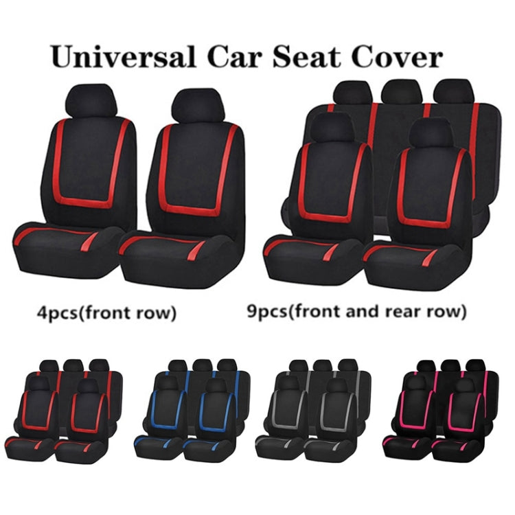 Universal Car Seat Cover Polyester Fabric Automobile Seat Covers Car Seat Cover Vehicle Seat Protector Interior Accessories 9pcs Set Red - Seat Accessories by PMC Jewellery | Online Shopping South Africa | PMC Jewellery | Buy Now Pay Later Mobicred