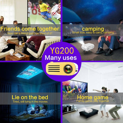 YG200 Portable LED Pocket Mini Projector AV SD HDMI Video Movie Game Home Theater Video Projector, US Plug(Yellow and White) - LED Projector by PMC Jewellery | Online Shopping South Africa | PMC Jewellery | Buy Now Pay Later Mobicred