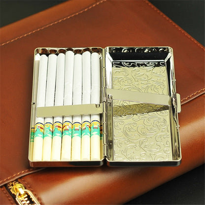 Fine Cigarette Case Double-sided 14 Sticks Portable Metal Extension Cigarette Case(Silver) - Cigarette Box & Ashtrays by PMC Jewellery | Online Shopping South Africa | PMC Jewellery