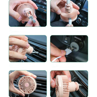 Car Vent Fan Multi-function USB Interface Mini LED Lamp Car Fan(Pink) - Heating & Fans by PMC Jewellery | Online Shopping South Africa | PMC Jewellery | Buy Now Pay Later Mobicred