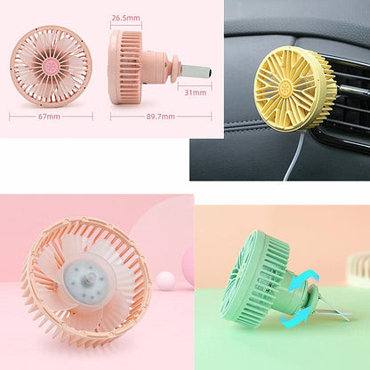 Car Vent Fan Multi-function USB Interface Mini LED Lamp Car Fan(Pink) - Heating & Fans by PMC Jewellery | Online Shopping South Africa | PMC Jewellery | Buy Now Pay Later Mobicred