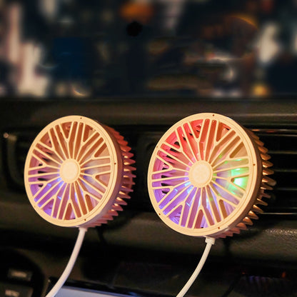 Car Vent Fan Multi-function USB Interface Mini LED Lamp Car Fan(Pink) - Heating & Fans by PMC Jewellery | Online Shopping South Africa | PMC Jewellery | Buy Now Pay Later Mobicred