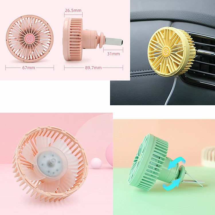 Car Vent Fan Multi-function USB Interface Mini LED Lamp Car Fan(Yellow) - Heating & Fans by PMC Jewellery | Online Shopping South Africa | PMC Jewellery | Buy Now Pay Later Mobicred