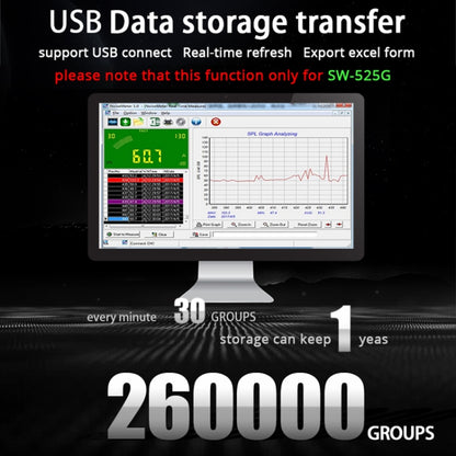 SNDWAY Wall-mounted 30~130dB Large Screen Digital Display Noise Decibel Monitoring Testers, Specification:SW525G with Storage + USB Green - Light & Sound Meter by SNDWAY | Online Shopping South Africa | PMC Jewellery | Buy Now Pay Later Mobicred