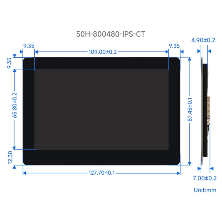 Waveshare 5 Inch DSI Display, 800 × 480 Pixel, IPS Display Panel, Style:Touch Display - LCD & LED Display Module by Waveshare | Online Shopping South Africa | PMC Jewellery | Buy Now Pay Later Mobicred