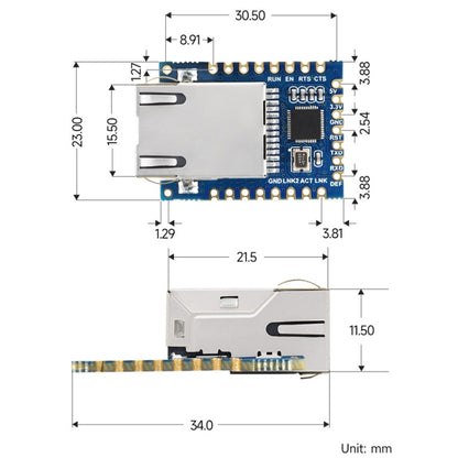 Waveshare UART TO ETH (B) TTL UART To Ethernet Mini Module - Module by Waveshare | Online Shopping South Africa | PMC Jewellery | Buy Now Pay Later Mobicred