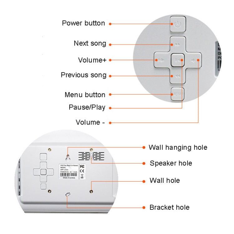 DPF-706 7 inch Digital Photo Frame LED Wall Mounted Advertising Machine, Plug:US Plug(White) - 1.5-7.0 inch by PMC Jewellery | Online Shopping South Africa | PMC Jewellery | Buy Now Pay Later Mobicred