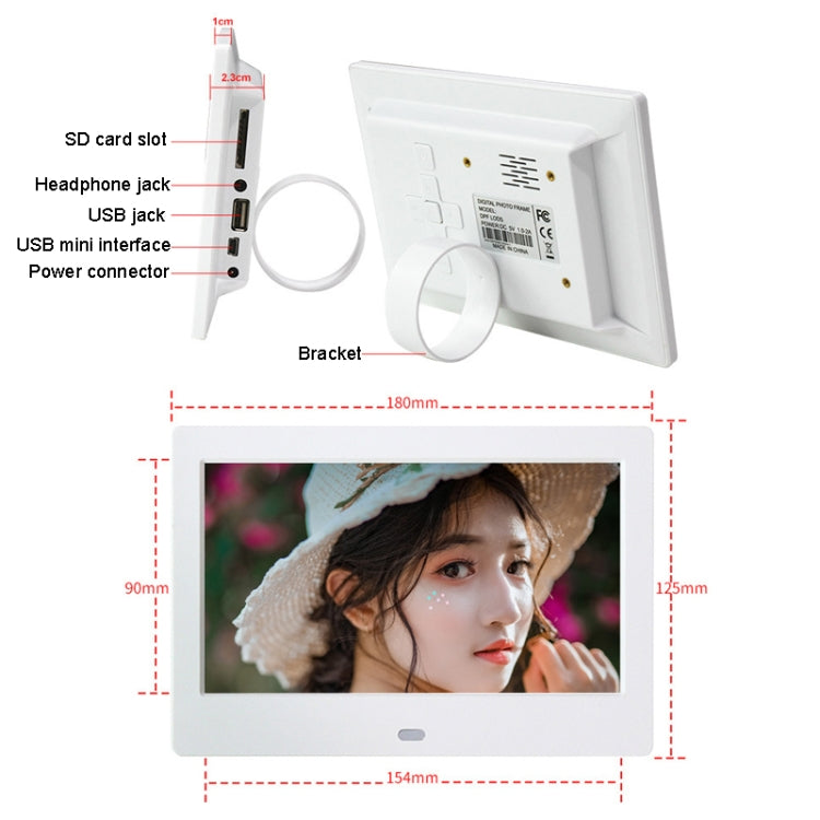 DPF-706 7 inch Digital Photo Frame LED Wall Mounted Advertising Machine, Plug:UK Plug(White) - 1.5-7.0 inch by PMC Jewellery | Online Shopping South Africa | PMC Jewellery | Buy Now Pay Later Mobicred