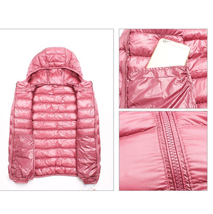 Casual Ultra Light White Duck Down Jacket Women Autumn Winter Warm Coat Hooded Parka, Size:M(Wine Red) - Down Jacket by PMC Jewellery | Online Shopping South Africa | PMC Jewellery