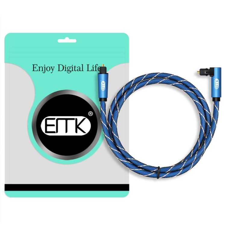 EMK 90 Degree Swivel Adjustable Right Angled 360 Degrees Rotatable Plug Nylon Woven Mesh Optical Audio Cable, Cable Length:2m(Blue) - Audio Optical Cables by EMK | Online Shopping South Africa | PMC Jewellery | Buy Now Pay Later Mobicred