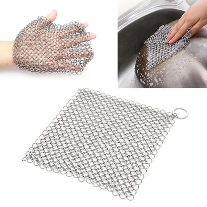 Stainless Steel Square Cast Iron Cleaner Pot Brush Scrubber Home Cookware Kitchen Cleaning Tool, Size:4×4inch - Cleaning Tools by PMC Jewellery | Online Shopping South Africa | PMC Jewellery