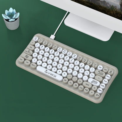 LANGTU LT700 85 Keys Wired Film Silent Punk Keyboard, Cable Length: 1.5m(Milk Tea Gray) - Wired Keyboard by LANGTU | Online Shopping South Africa | PMC Jewellery | Buy Now Pay Later Mobicred