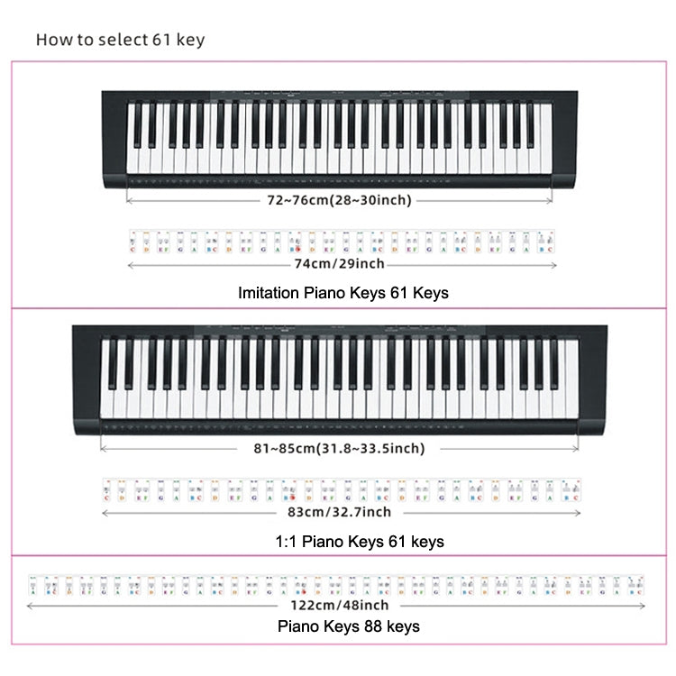 Children Beginner Piano Keyboard Color Stickers Musical Instrument Accessories, Style: Piano Keys 61 keys - Keyboard Instruments by PMC Jewellery | Online Shopping South Africa | PMC Jewellery