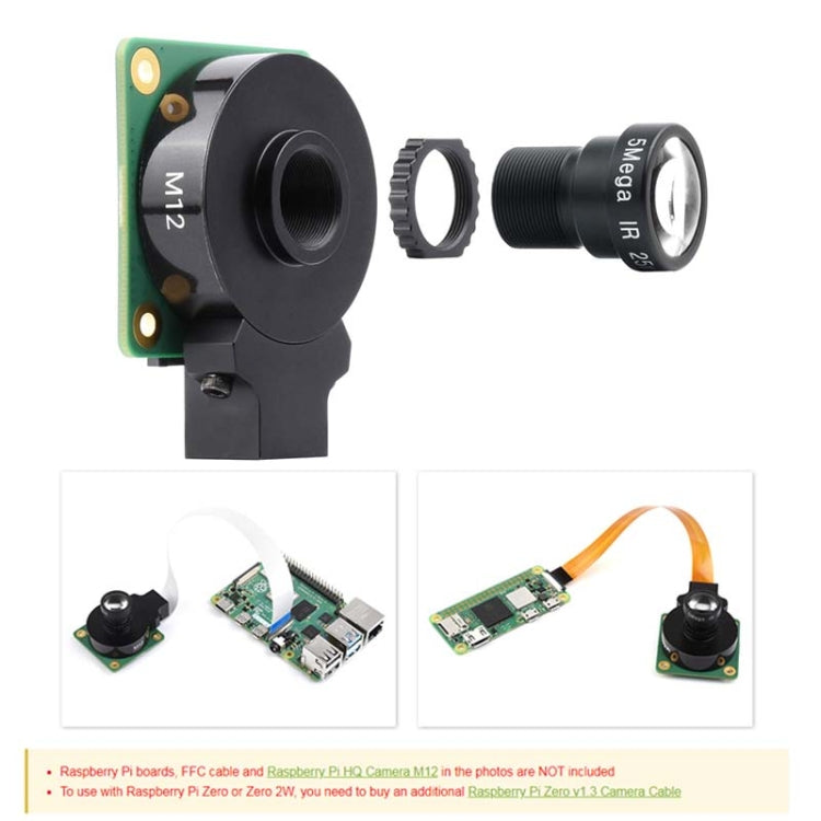 Waveshare WS0202505 For Raspberry Pi M12 Camera Lens ,5MP, 25mm Focal Length,Large Aperture,24054 - Modules Expansions Accessories by WAVESHARE | Online Shopping South Africa | PMC Jewellery | Buy Now Pay Later Mobicred