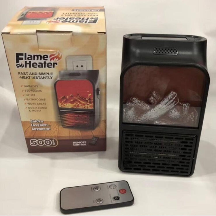 Flame Simulation Mini Portable Desktop Heater, Style:With Remote Control, Plug Type:US(Black) - Electric Heaters by PMC Jewellery | Online Shopping South Africa | PMC Jewellery | Buy Now Pay Later Mobicred