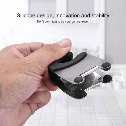 Stainless Steel Plastic Pan Edge Clamp Anti-Scald Rubber Bracket Kitchen Gadgets(Black) - Food Clips & Clips by PMC Jewellery | Online Shopping South Africa | PMC Jewellery | Buy Now Pay Later Mobicred