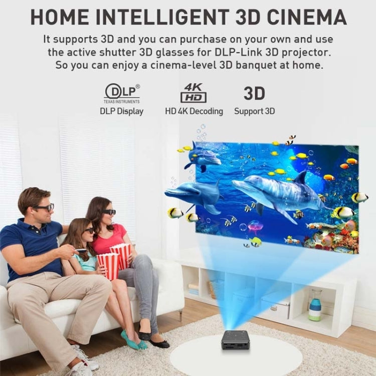 P11 4K HD DLP Mini 3D Projector 4G + 32G Smart Micro Convenient Projector, Style:US Plug(Black) - Mini Projector by PMC Jewellery | Online Shopping South Africa | PMC Jewellery | Buy Now Pay Later Mobicred