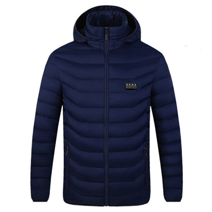 19 Zone 4 Control Blue USB Winter Electric Heated Jacket Warm Thermal Jacket, Size: XXXXXXL - Down Jackets by PMC Jewellery | Online Shopping South Africa | PMC Jewellery