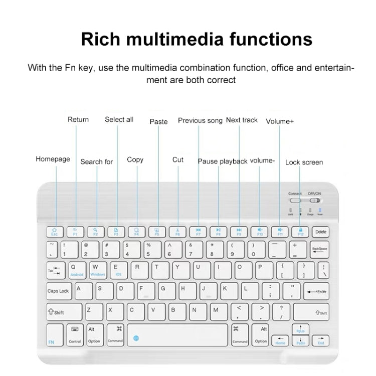 YS-001 9.7-10.1 Inch Tablets Phones Universal Mini Wireless Bluetooth Keyboard, Style:with Bluetooth Mouse(White) - Universal Keyboard by PMC Jewellery | Online Shopping South Africa | PMC Jewellery