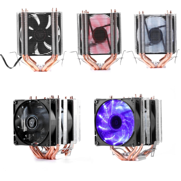 Desktop Computer 4 Copper Tube CPU Radiator Super Quiet Blue Light 3-pin Double Fan - Fan Cooling by PMC Jewellery | Online Shopping South Africa | PMC Jewellery | Buy Now Pay Later Mobicred