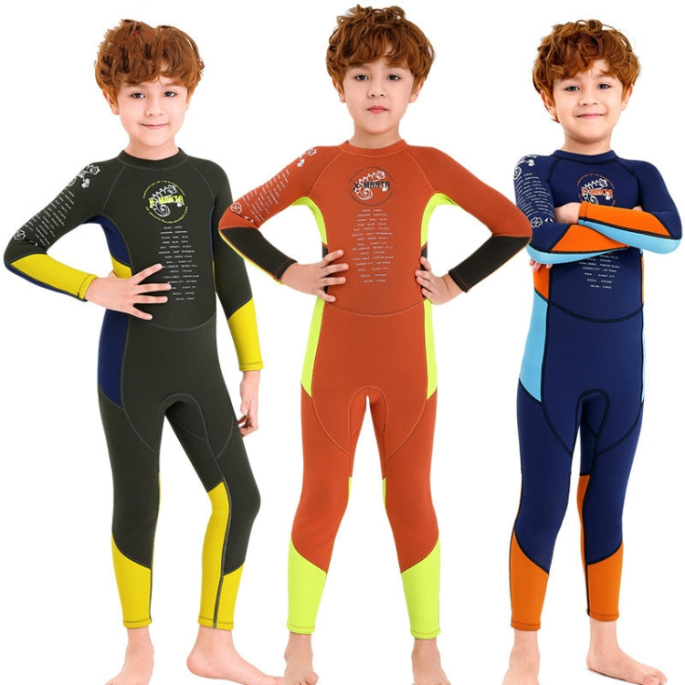 DIVE & SAIL M150501K Children Warm Swimsuit 2.5mm One-piece Wetsuit Long-sleeved Cold-proof Snorkeling Surfing Anti-jellyfish Suit, Size: XL(Navy) - Boy Clothing by DIVE & SAIL | Online Shopping South Africa | PMC Jewellery