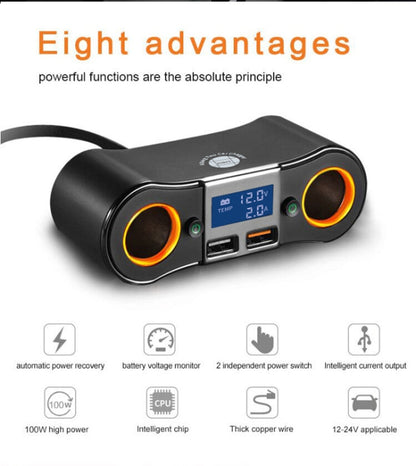 ZNB02 QC3.0 Fast Charge Car Charger Dual USB Car Cigarette Lighter(Orange Light) - Cigar Socket by PMC Jewellery | Online Shopping South Africa | PMC Jewellery | Buy Now Pay Later Mobicred