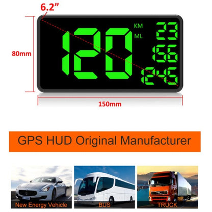 C1090 6.2 inch HUD Car Head-up Display GPS Car Universal Mileage Speed Meter Speeding Alarm / GPS Satellite Speed Measurement(Black) - Head Up Display System by PMC Jewellery | Online Shopping South Africa | PMC Jewellery | Buy Now Pay Later Mobicred