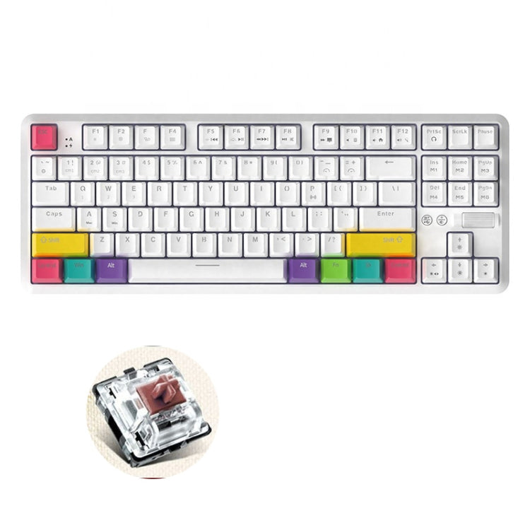 Ajazz K870T 87-keys Wired Bluetooth + Type-C Rechargeable Mechanical Keyboard  Mini RGB Backlit Keyboard, Cable Length: 1.6m(Tea Shaft) - Wired Keyboard by Ajazz | Online Shopping South Africa | PMC Jewellery | Buy Now Pay Later Mobicred