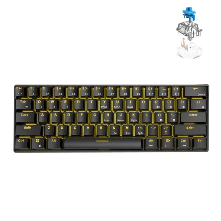 RK61 61 Keys Bluetooth / 2.4G Wireless / USB Wired Three Modes Tablet Mobile Gaming Mechanical Keyboard, Cable Length: 1.5m, Style:Green Shaft(Black) - Wired Keyboard by PMC Jewellery | Online Shopping South Africa | PMC Jewellery | Buy Now Pay Later Mobicred