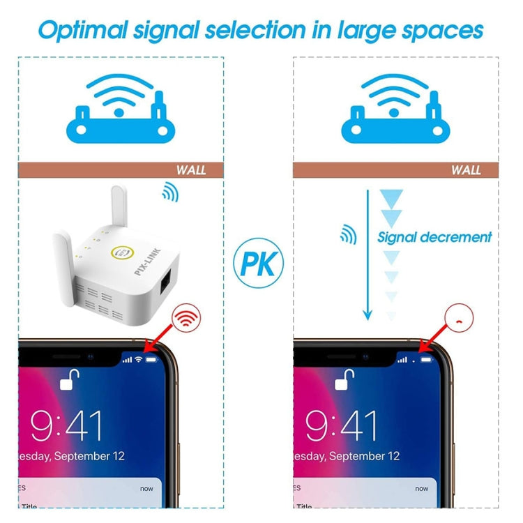 PIX-LINK WR22 300Mbps Wifi Wireless Signal Amplification Enhancement Extender, Plug Type:AU Plug(Black) - Wireless Routers by PIX-LINK | Online Shopping South Africa | PMC Jewellery | Buy Now Pay Later Mobicred