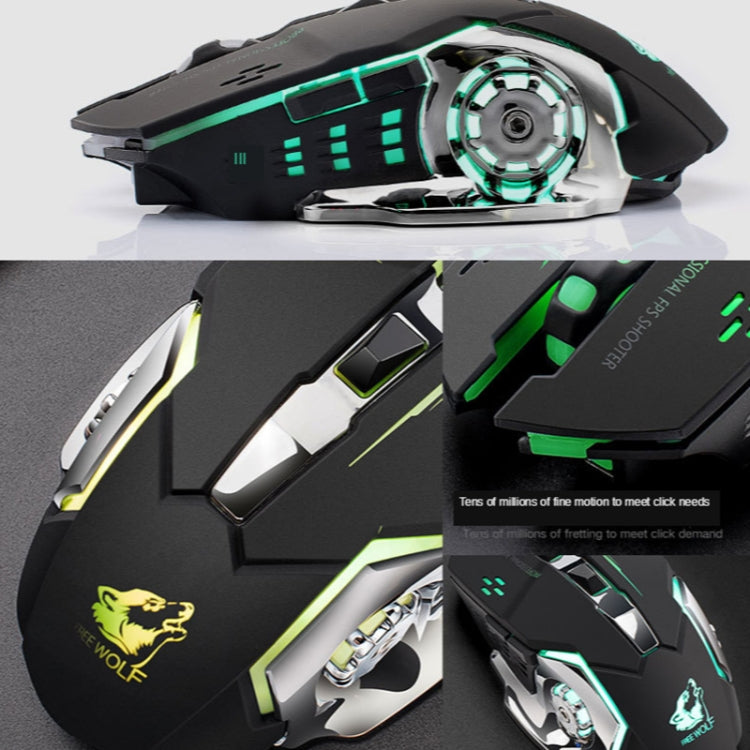 FREEDOM-WOLF X8 2400 DPI 6 Keys 2.4G Wireless Charging Silent Luminous Gaming Mechanical Mouse(White) - Wireless Mice by PMC Jewellery | Online Shopping South Africa | PMC Jewellery | Buy Now Pay Later Mobicred